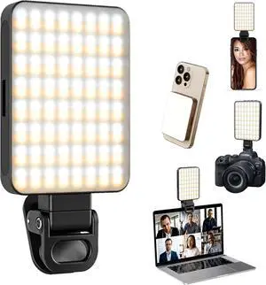 Magnetic Selfie Ring Light with Clip  128 LED Rechargeable Phone Light for iPhone/Android/Camera/iPad/Laptop  Adjustable Brightness for Video Calls Makeup TikTok YouTube Live Streaming