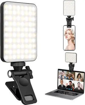Rechargeable Selfie Light Clip Fill Light for Phone Laptop Tablet Portable Light for Video Conference Live Streaming Zoom Call Makeup Picture (Black)