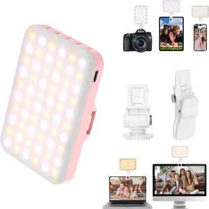 Selfie Light - LED Phone Light USB-Rechargeable - Portable Photo Light with 97+ CRI Up to 6500K Color Temperature Camera Light for Selfie Zoom Conference Video Makeup and Live Stream