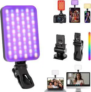 RGB Light - USB-Rechargeable RGB Selfie Light with 97+ CRI 2500K-6500K 360° Full Color Video Light with 20 Lighting Effect for Party Video Live Streaming and Photography