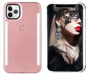 Front and Back Selfie Light up Case Compatible with iPhone 13 pro max Rechargeable high Brightness Luminous LED Flash Lighting Selfie Light Best for Live Stream/Makeup/TIK Tok/Video