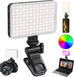 Phone Light Clip 129 LED Selfie Light RGB Lighting 10 Lighting Modes for iPhone Laptop Camera Portable Fill Light for Selfies Video Conferencing Photography TikTok YouTube Vlog Shooting
