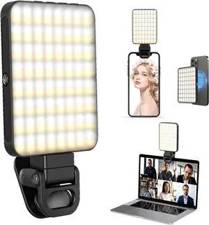 Selfie Light Rechargeable Magnetic Clip Light for Video Conference | 128 LED Portable Light with Universal Compatibility (Phone/Android/Camera/iPad/Laptop) | Makeup TikTok Vlog Lighting