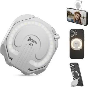 E1 Selfie Light USB-Rechargeable LED Phone Light with Magnetic 3000-6000K Adjustable Color Temperature Portable Phone Flashlight for Selfies TikTok Video Vlogging (White)