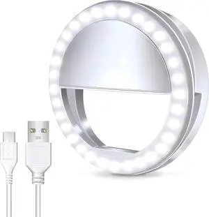 Rechargeable Portable Clip-on Selfie Ring Light With 36 LED for iPhone/Android Phone Photography Camera Video | 3 Adjustable Light Modes | Beauty and Influencer Light