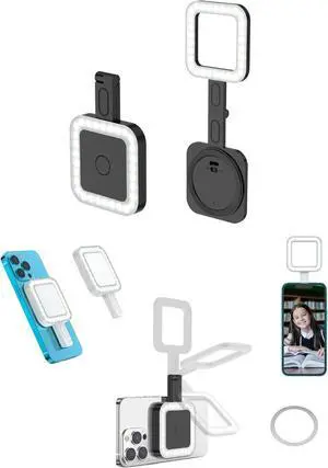 Phone Selfie Light Magsafe Magnetic LED Selfie Light 180 Degree Folding ARM Rechargeable Magnetic Mount for Selfie Photo TikTok Video Flashlight 6 Setting Attach to Any Surface