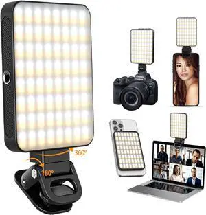 Rechargeable Magnetic Phone Selfie Light for iPhone 128 LED Fill Light with Phone Clip/Cold Shoe Adjusted 3 Light Modes for Magsafe Phone Selfies Laptop iPad TikTok Video Vlog Makeup Camera
