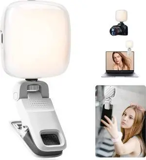 49 LED Selfie Light Video Lighting Phone Light Clip 200mAh Adjusted 3 Modes Portable Camera Lights Panel 0-360° Color DSLR Lighting for iPhone Camera Laptop iPad Video Conference TikTok Makeup