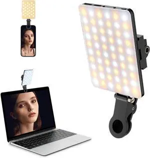 Selfie Light Portable 60 LED Rechargeable Video Conference Fill with Front & Back Clip and Adjusted 3 Modes for Phone iPhone IPad Camera Laptop TikTok Makeup Live Stream Vlog