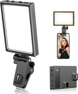 Rechargeable LED Selfie Light with Clip - 3 Color Modes 10 Brightness Levels Portable Fill Light for Makeup TikTok Zoom Photography iPhone Android iPad Laptop Monitor