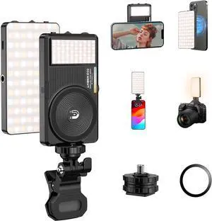 129 LED Phone Light Dual-Sided Selfie Lights for iPhone/Laptop/Camera Magnetic CRI 95+ 2500-9000K 3000Mah Rechargeable Social Media Lighting for TikTok/Makeup/Live (D30-Black)