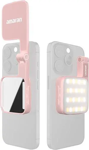 Go Magnetic Phone Selfie Light Portable LED Light with Built-in Mirror for Selfie Makeup Video Conference TikTok (Pink)