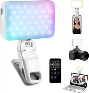 Viltrox Z05 RGB Selfie Light with APP Control 108 LED CRI>97 2000mAh Rechargeable Portable LED Phone Light with Clip/Cold Shoe Mount for Phone Laptop Camera Video Recording for TikTok YouTube Vlog