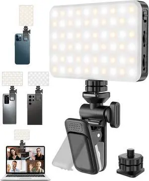 120LED Portable Selfie Light:Phone Light with Clip & Camera Tripod Adapter Rechargeable 3000mAh CRI 95+ 3 Light Modes for Video Conference Lighting Makeup Live Vlog is Appy to Creator