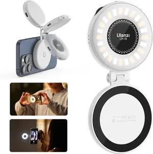 Magnetic Selfie Light White LED Fill Light Compatible with Magsafe LED Selfie Ring Light Included Sticky Ring for Phones for Selfies/Photography/TikTok/Zoom Calls/Video Conference Color