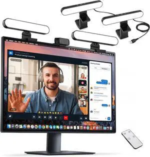 Dual-lamp Video Conference Lighting LED Streaming Light with Remote and Touch Control Zoom Lighting for Computer Webcam Laptop Monitor Ring Light for Video Calls/Zoom Meetings/Video Recording