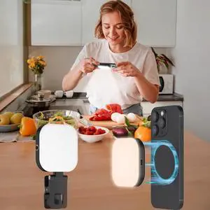 Magnetic Selfie Light for iPhone Phone Light with Clip Magnetic Phone Rechargeable with 3 Modes Travel LED Mini Recording Android Ipad