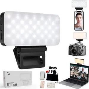 LED Phone Light Selfie Light 3000Mah Rechargeable Clip Video Light - 3 Light Modes with Adjustable Clips Portable Selfie Light For iPhone & Camera Laptop iPad Photography - Makeup Vlog - Tiktok