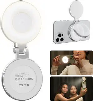 Magnetic Selfie Light Phone Light Selfie Light for iPhone Makeup Light Lighting for Video Recording 3 Light Modes Compatible with iPhone and Android Filming Light for YouTube/TikTok/Vlog