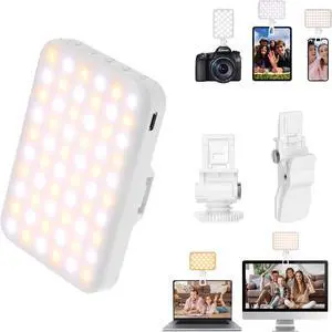 Portable LED Photo Light - USB-Rechargeable Up to 6500K Color Temperature for Selfie Zoom Conference Video Makeup