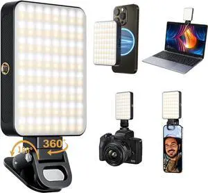 Magnetic Selfie Light for Cell Phone 128 Led Selfie Light Compatible with Magsafe Rechargeable Portable Clip Fill Light with 3 Lights Modes for Phone Camera Laptop Camera