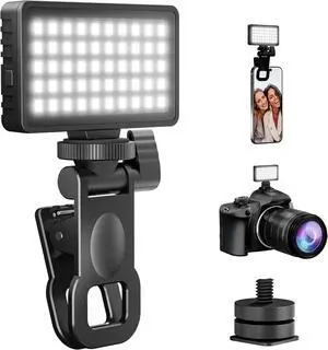 Small Selfie Phone Light with Metal Hotshoe and Clip 50 LED Portable Rechargeable Single Color Video Light for Phones iPhone Laptops and Cameras Selfie Video Conference TikTok