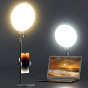 10.5in Laptop Ring Light with Stand and Phone Holder for Desk Zoom Lighting for Computer Video Recording Streaming Video Conference Video Calls