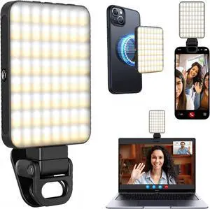 LED Portable Light for Phone Magnetic Clip on Selfie Light for Video Zoom Conference Makeup and Live Stream (Black)