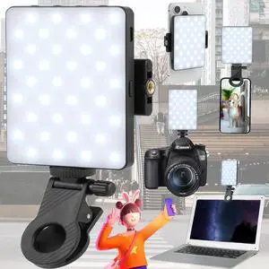 Portable Selfie Phone Light with Front & Back Clip LED Video Light Photography Lighting Lamp with 3 Light Modes for iPhone Computer Laptop Cameras Vlogging Makeup Tiktok