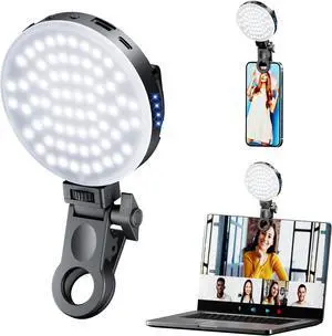 Selfie Light Clip with 68 LED 3 Modes & 10-Level Brightness for Phone iPad Laptop - Rechargeable Front & Back Clips for TikTok Makeup Vlog