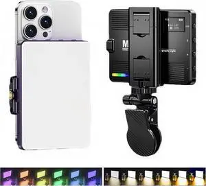 LED Selfie Light for Phone 1500mAh Rechargeable Selfie Light RGB Full Color Cell Phone Clip on Video Light Dimming 3000K to 9900K LED Portable Video Photography Lighting for Tablet Laptop