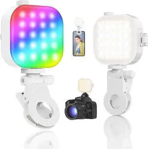 Magnetic RGB Video Light for Phone/iPhone MagSafe/iPad/Laptop/Camera Selfie Light 360° Full Color CRI 95+/2500-9000K Portable Photography Lighting w Clip 2000mAh Rechargeable