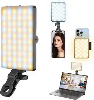 Selfie Light for iPhone 60 LED Phone Light with Clip 3 Light Modes 3000mAh Rechargeable Battery Portable Video Fill Light for iPhone/Phone/Ipad Laptop Photo Video Recording Conference Selfie TikTok