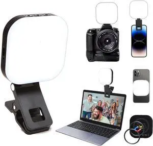 Video Conference Light Rechargeable with Clip Suitable for Phone Tablets Laptops Cameras with 3 Light Modes and 5 Brightness Levels Suitable for Selfie Makeup Video Conferencing Live Streaming