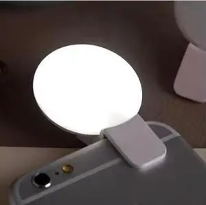 Rechargeable LED Selfie Ring Light Clip-On Phone Light with 3 Modes Beauty Fill Light for Photography (White)