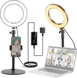 8 Desk Ring Light with Stand Circle Selfie Light with Phone Holder for iPhone Streaming Vlogging Video Recording 18W Video Conference Lighting Kit for Laptop Computer Zoom Call Podcast RH8B