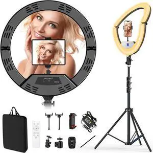 22 Large Ring Light with Stand Foldable LED Big Ring Light Tripod for iPhone Phone Ipad 75 Tall Tripod Touch Screen Wireless Remote for Live Stream YouTube TikTok Video Shooting