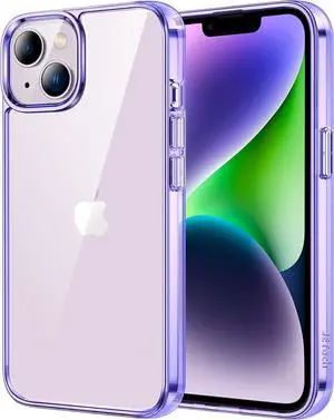 Case for iPhone 14 6.1-Inch Non-Yellowing Shockproof Phone Bumper Cover Anti-Scratch Clear Back (Deep Purple)
