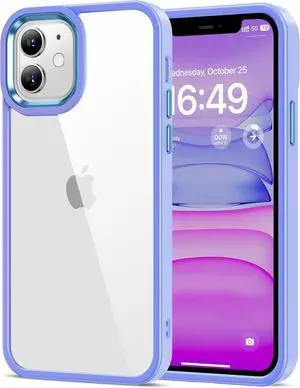 Case for iPhone 11 6.1-Inch Non-Yellowing Drop Protection Anti-Scratch Transparent Hard Back Phone Cover - Light Purple