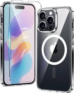 for iPhone 14 Pro-Max Case: Clear Transparent Magnetic Drop Protective Cases | Shockproof Slim Thin Anti-Yellowing Cover & Shatterproof Rugged Hard Crystal TPU Phonecase
