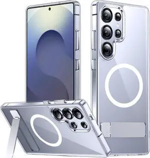 Magnetic for  Galaxy S25 Ultra Case [3 Stand Ways][ Military Grade Drop Protection] with Invisible Stand Shockproof Slim Case for S25 Ultra 5G Clear