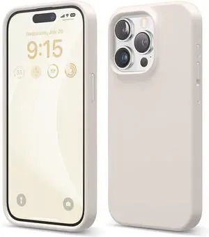 Liquid Silicone Case Compatible with iPhone 15 Pro Case Premium Silicone Full Body Protective Case [4-Layer Shockproof Structure] Soft Microfiber Lining Stone