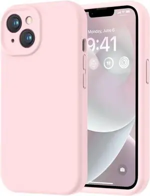 Designed for iPhone 14 Case Premium Silicone with [Soft Anti-Scratch Microfiber Lining] Shockproof Protective Phone Case for Men Women Girls 6.1 Chalk Pink
