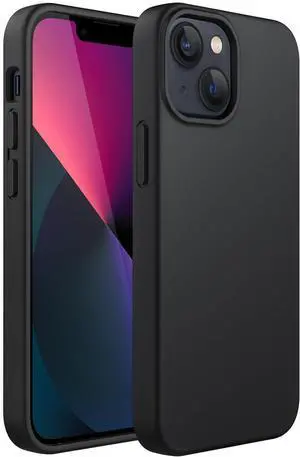 Silicone Case for iPhone 13 6.1-Inch Silky-Soft Touch Full-Body Protective Phone Case Shockproof Cover with Microfiber Lining (Black)