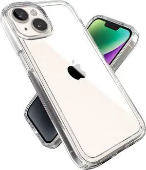 Clear iPhone 14 & iPhone 13 Case - Drop Protection Scratch Resistant & Anti-Yellowing Dual Layer Case for iPhone 14 & iPhone 13 Case for 6.1 inch Model - GemShell