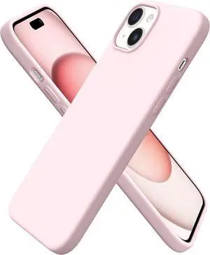 Compatible with iPhone 15 Plus Case 6.7 Slim Liquid Silicone 3 Layers Full Covered Soft Gel Rubber Cover Protective Phone Case with Anti-Scratch Microfiber Lining-Pink