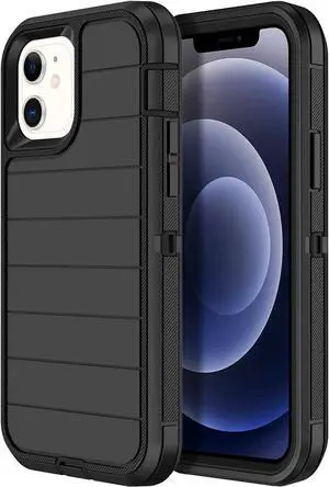for iPhone 12 Case/iPhone 12 Pro Case Heavy Duty 3-Layer[Shockproof][Dropproof][Dust-Proof] Military Grade Rugged Full Body Protection Cover Case for  iPhone 12/12 Pro 6.1 inch Black