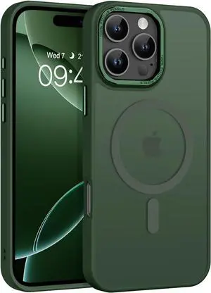 for iPhone 16 Pro Max Case 2024 iPhone 16 Pro Max Magnetic Phone Case [Compatible with Mag Safe] [Military Grade Shockproof] Translucent Matte Slim Shockproof Protective Cover 6.9 Green