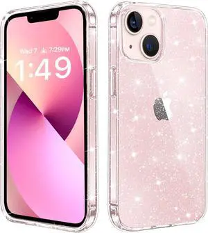 Compatible with iPhone 13 Case Clear Glitter Soft TPU Shockproof Protective Bumper Cover Sparkle Bling Sparkly Cute Slim Women Girls Phone Case for iPhone 13 6.1inch