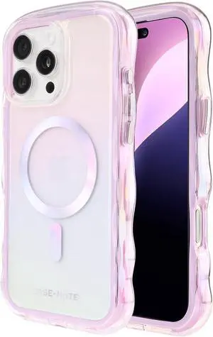 iPhone 16 Pro Max Case [Compatible with MagSafe] - Stylish Iridescent Phone Case with 12ft Drop Protection - Premium Magnetic Cover for iPhone 16 Pro Max - Soap Bubble Wavy